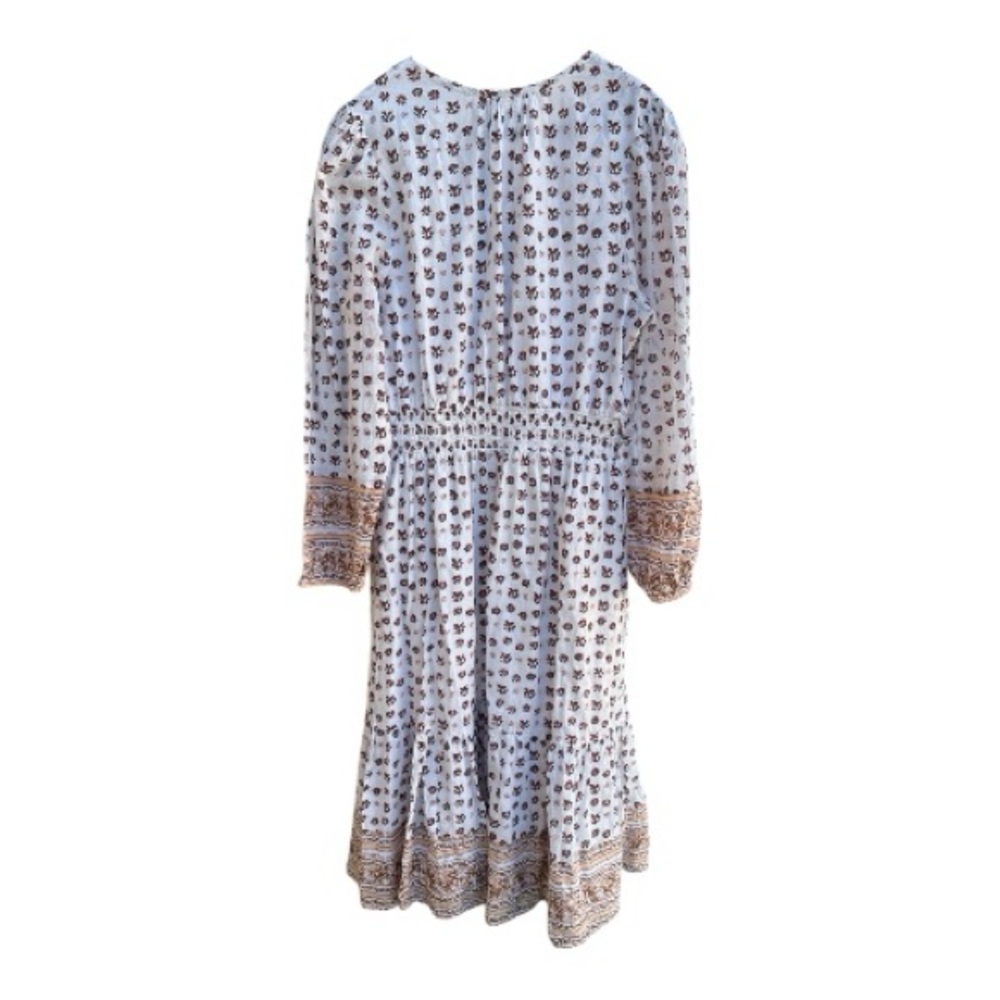 Cleobella Floral Long Sleeve Dress in white and brown 100% cotton Sz XL - Picture 6 of 9